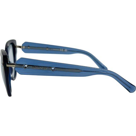 Swarovski SK0391 Womens Plastic Sunglass 90V Shiny Blue 54-18 Blue Lenses - Picture 4 of 6